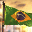 Brazil Flag Against City Blurred Background At Sunrise Backlight - ИА Общественная служба новостей