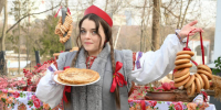 Актриса Анна Чернодубровская на масленичных гуляниях на Городской ферме - Вечерняя Москва