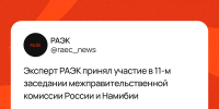Заместитель Генерального директора по международной и аналитической деятельности РАЭК Юрий Линдре принял участие в 11‑м заседании межправительственной комиссии России и Намибии - РАЭК
